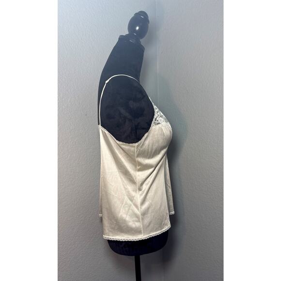Vtg Lingerie Camisole Top Shirt Sz L Lace Ivory Vassarette Made In The USA - Picture 7 of 16